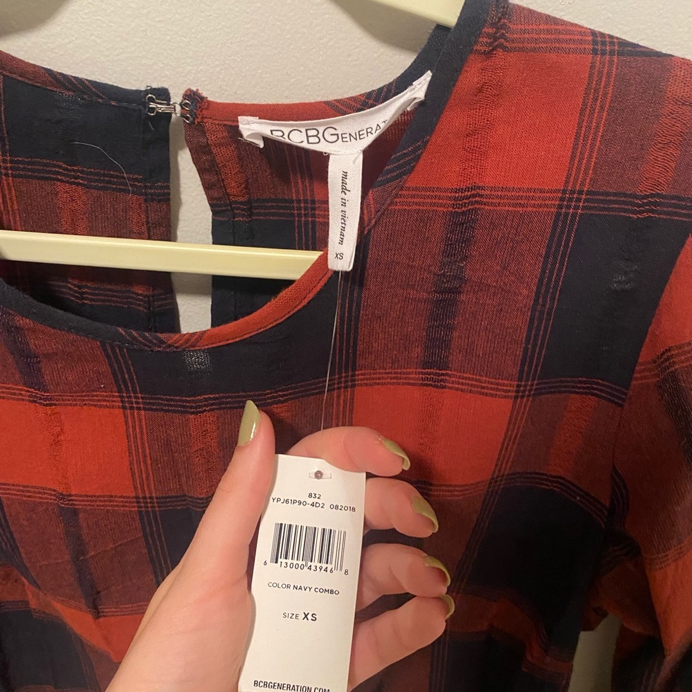 NWT BCBG flannel dress with back detail